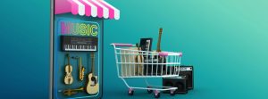 Compra feita online em uma loja de instrumentos musicais